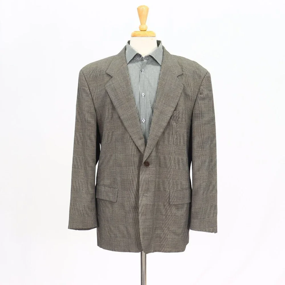 Hugo Boss 44R Brown Check 2-Button Sport Coat Blazer Jacket T239